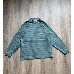 Vintage 90s Code Bleu Jeans Pocket Stripe Shirt Long Sleeve Streetwear Hype Art